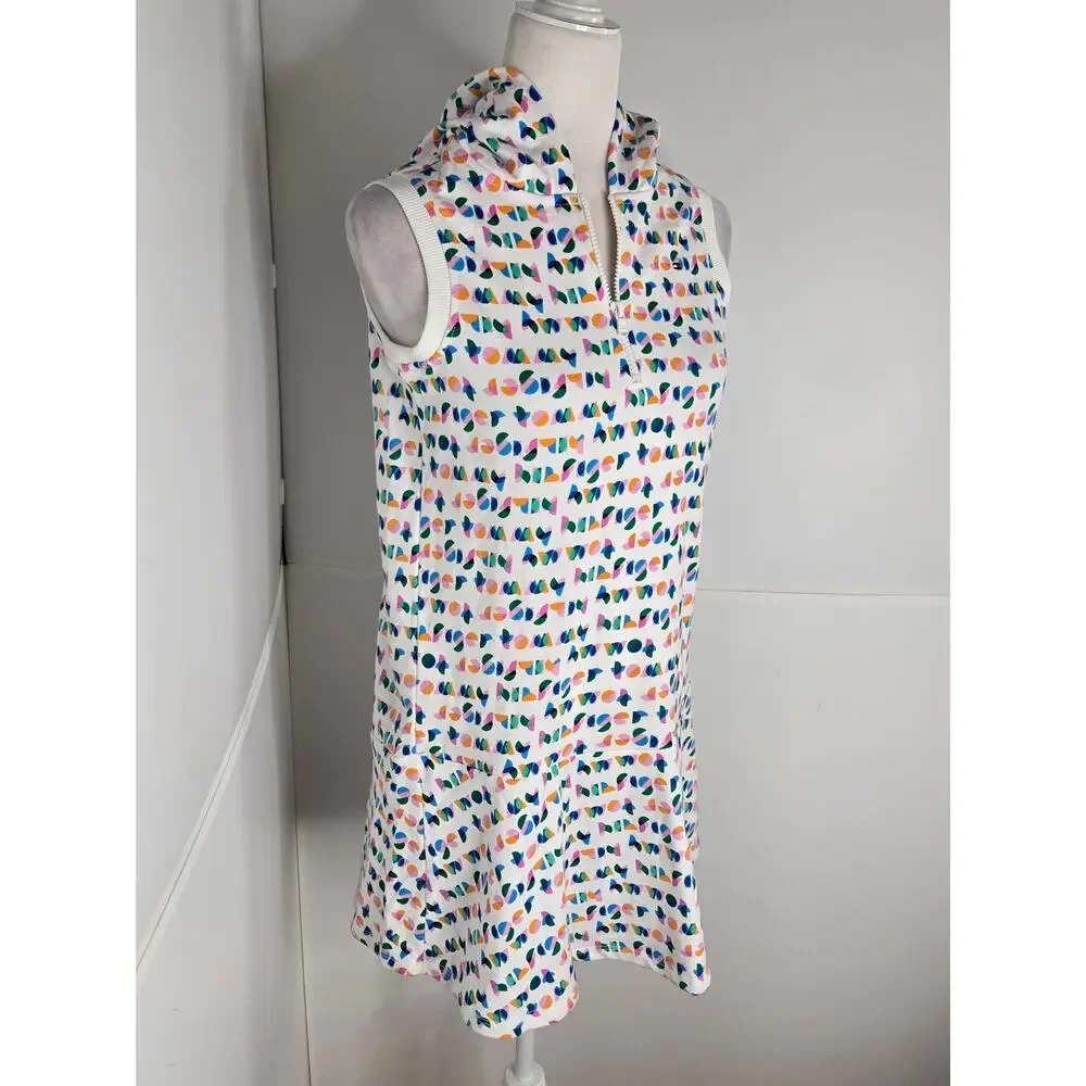 Tommy Hilfiger EUC hooded sleeveless polo zip graphic dress girls 16 XL white